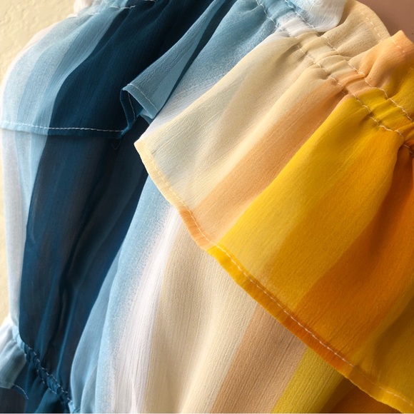 H&M Women’s Size 8 Multicolored Blouse Elastic Chiffon Shirt Spaghetti Straps - Picture 16 of 16